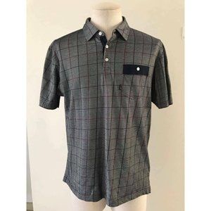 TRAVIS MATHEW Short Sleeve Polo Golf Shirt Mens Size Large Gray Check